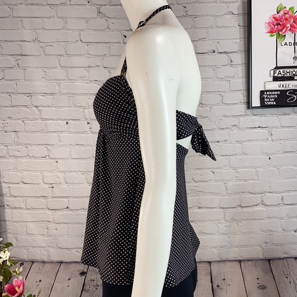 DKNY Black w/Tan Dots Tankini Top Size: S\CH\P - Picture 5 of 17